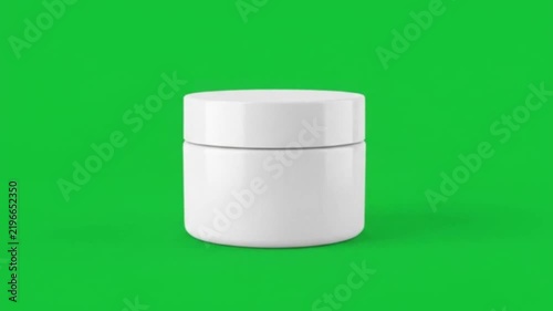 Blank White Cosmetic Cream Jar On Green Screen Background