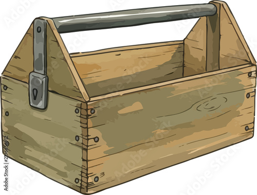 Wooden Tool Box Water Color Illustration