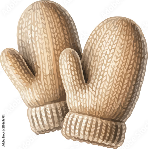 Wool Mittens Water Color Illustration