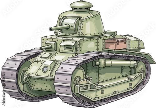 Renault French Light Tank Water Color Illustration