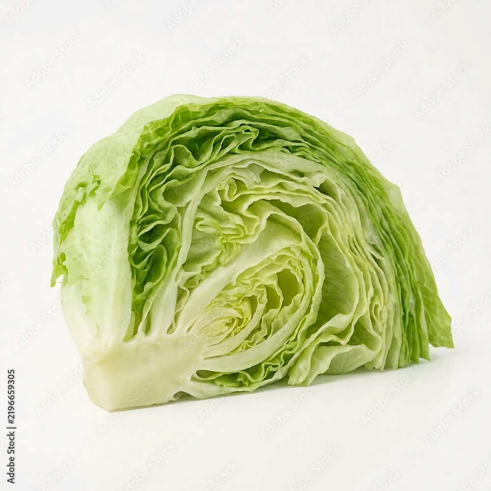 Fototapeta premium lettuce studio shot cutout isolated on white background single quarter wedge 45-degree