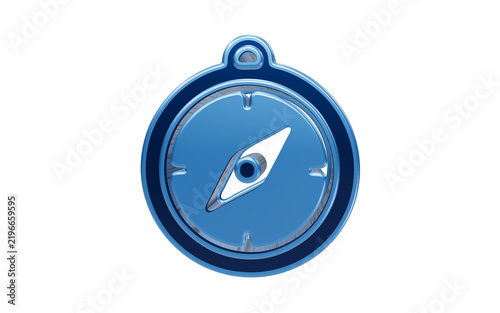 Quadro su tela Modern blue 3D navigation compass icon isolated on transparent background repres