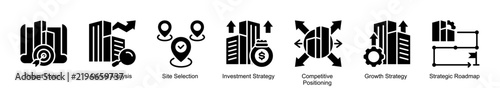 Construction Strategy Infographic Solid Style Icon Assets