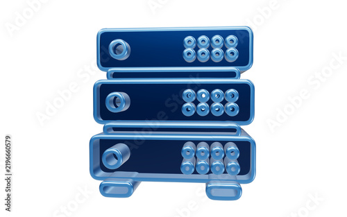 Fotografie Stacked computer server rack data storage 3d icon isolated on transparent backgr