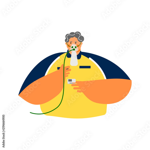 mergency Medical Patient on Non-Rebreathing Oxygen Mask Illustration