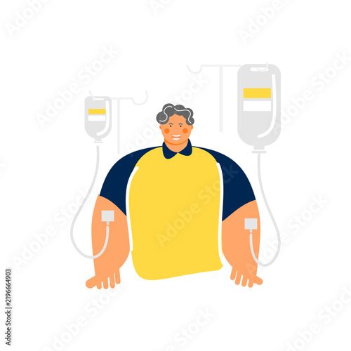 Emergency Patient Receiving Intravenous (IV) Fluid Therapy Vector Illustration