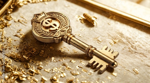 Gold Key Representing Financial Access and Opportunity