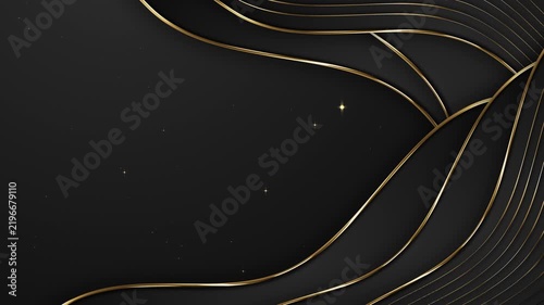 Dark Wave Multiple Metallic Gold Lines Stardust Particles Awards Trailer Titles Cinematic Openers Intro Luxury Background Loop