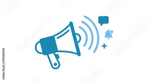 Blue Megaphone Communication and Notification Vector