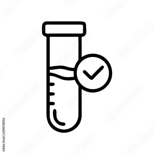 clinical trial test tube line icon, medical research and science symbol for laboratory, healthcare and experiment concept, outline vector design