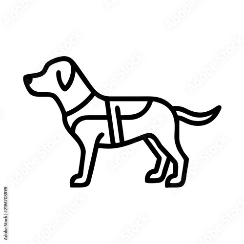 service dog line icon, animal and pet symbol for assistance, veterinary and lifestyle concept, outline vector design