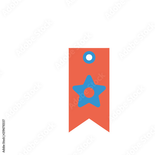 Red bookmark with blue star and circle