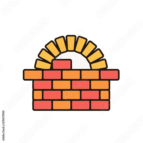 Brick wall with arch