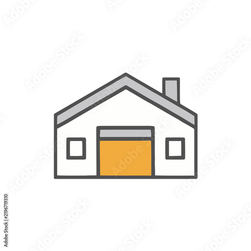 Simple house icon with garage door