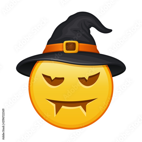 фотографія Halloween emoji with witch hat and ghastly scary face