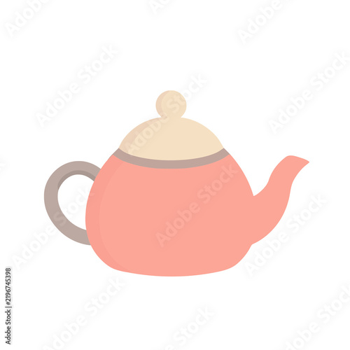 Pink teapot with a beige lid