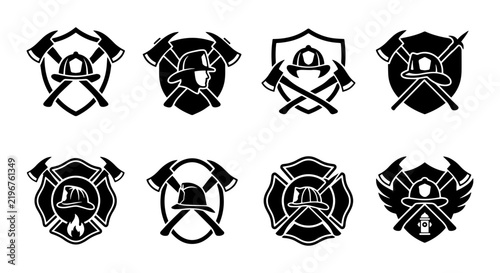 Firefighter Emblems, Fire Department Badges, Rescue Service Icons, Emergency Vector Graphics