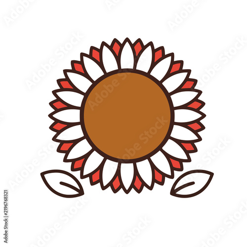 Stylized sunflower with leaves