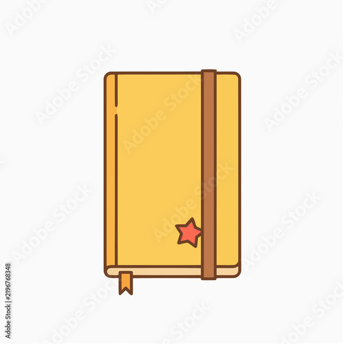 Yellow notebook with star and bookmark