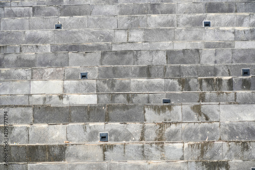 Foto Grey outdoor stone staircase texture with built-in step lights.