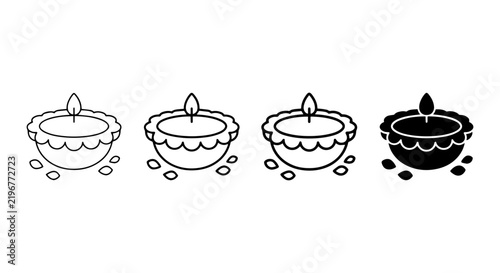 Diwali Lamps, Oil Lamps, Festive Lights, Decorative Elements, Vector Icons