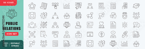 Public Relations icon set. Editable line icons. Vector file illustration.