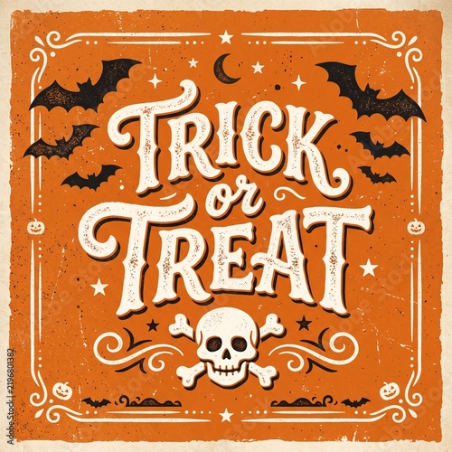 Halloween trick or treat vintage illustration