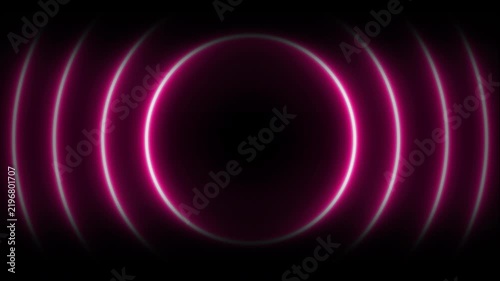 Abstract red circular wave animation featuring glowing concentric rings, radial light, smooth motion, vibrant illumination, and geometric symmetry against a dark background for modern digital visuals
