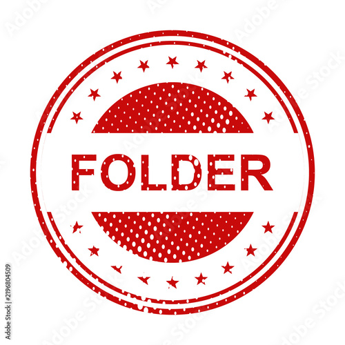 Red vintage folder stamp with word folder illustration