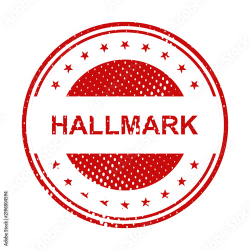 Canvas Print Red hallmarked circular stamp with geometric pattern illustration