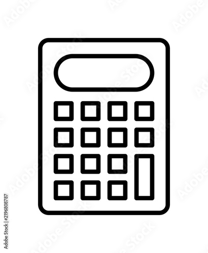 Black outline electronic calculator icon