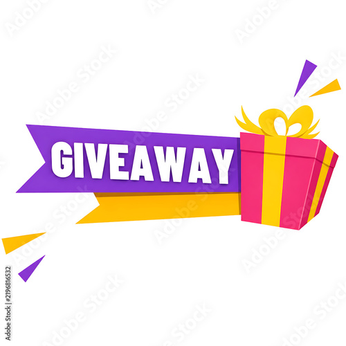 Colorful giveaway banner with gift box and confetti celebration