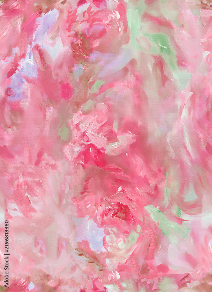 Fototapeta premium Abstract pink oil painting featuring expressive floral brushstrokes soft pastel texture romantic contemporary artistic background dreamy feminine canvas composition