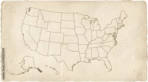 Vintage USA Map on Aged Parchment
