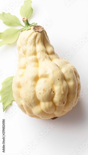 Bumpy single bitter gourd isolate on white background with natural texture, natural, single
