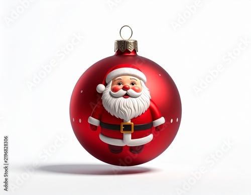 santa clause red ball ornament and ribbon, floating naturally 