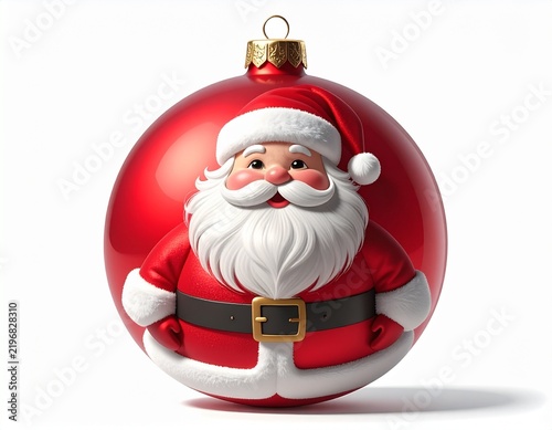 santa clause red ball ornament and ribbon, floating naturally 