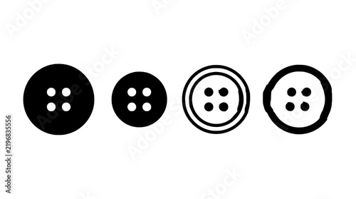 Set of four different black and white clothing buttons for sewing and fashion design