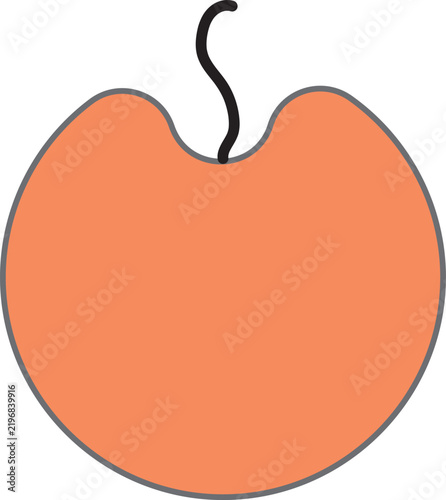 Minimalist orange peach fruit icon flat vector line art illustration isolated on white background
