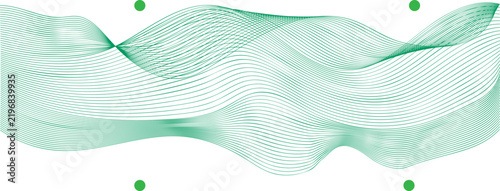 Horizontal linear wave pattern in green flat vector illustration isolated on white background
