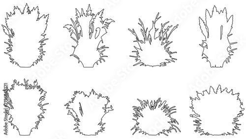 Set of abstract plant silhouettes, organic shapes, weed and foliage outlines vector design elements isolated on transparent background