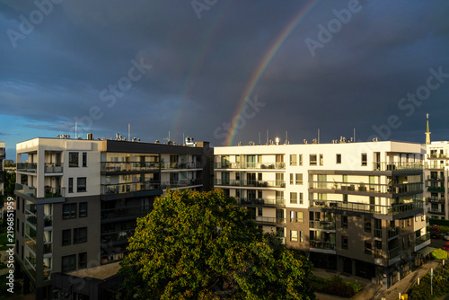 Beautiful rainbow over the new new residential district