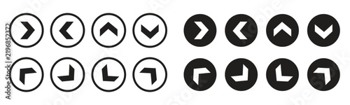 Circle Chevron Arrow Icons for Directional Navigation, Buttons and Mobile Web UI Design
