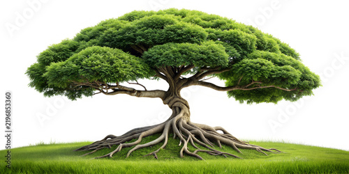 Plant Green Tree and Grass Patch Cutout Isolated on Transparent Background