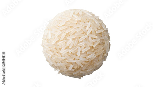 Cuadro en lienzo Sphere of uncooked white long grain rice, isolated on transparent background
