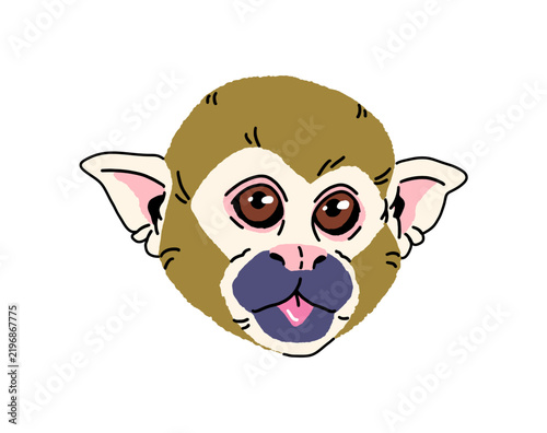 Photography Funny avatar of common squirrel monkey with sticking tongue