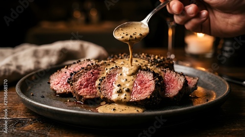Gourmet Steak Au Poivre with Creamy Peppercorn