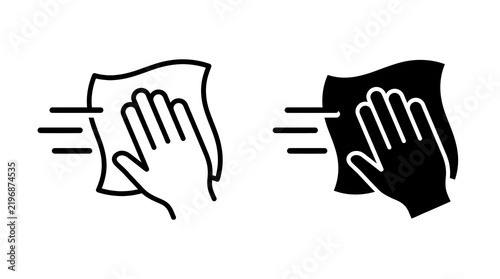 Hand cleaning surface with a cloth icon set cleaning service wipe icon