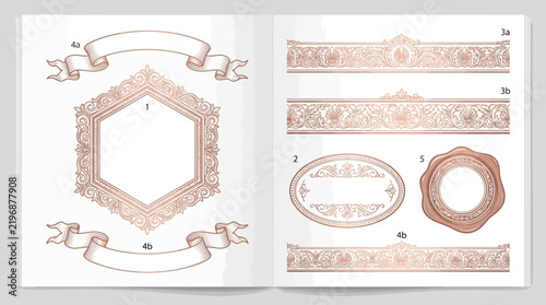 Ornate Decorative Frames, Borders, and Ribbons Vector Elements