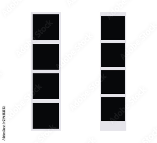Blank Photo Booth Photo Strip Frames with Four Image Slots, Retro Instant Film Template for Wedding, Party and Event Designs. Vector illustration